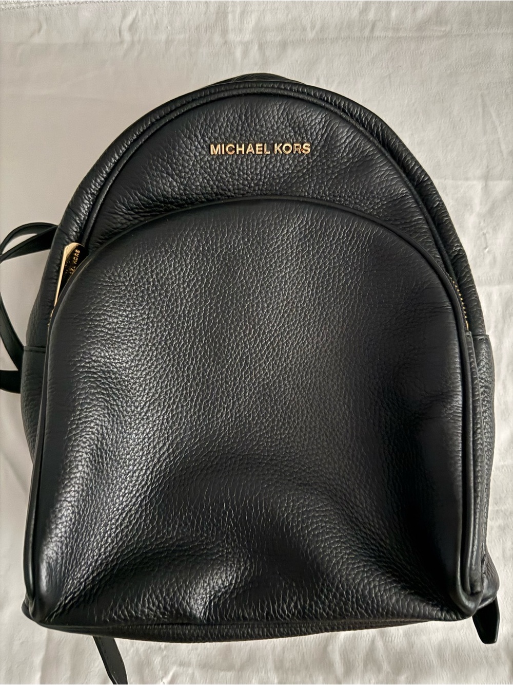 Michael Kors Black Pebbled Leather Backpack with Gold Hardware